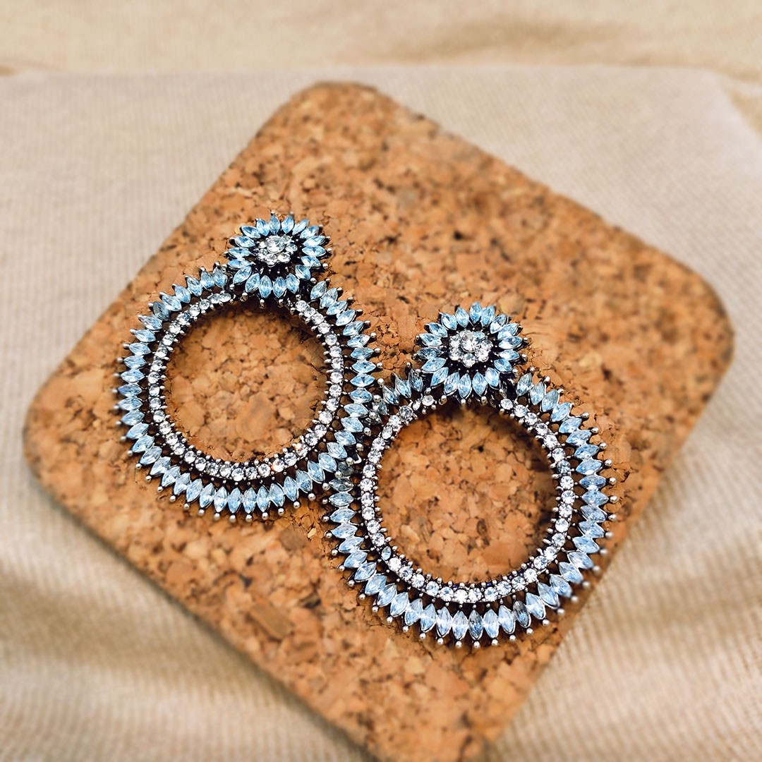 Silver Zirconia Stone Studded Earrings