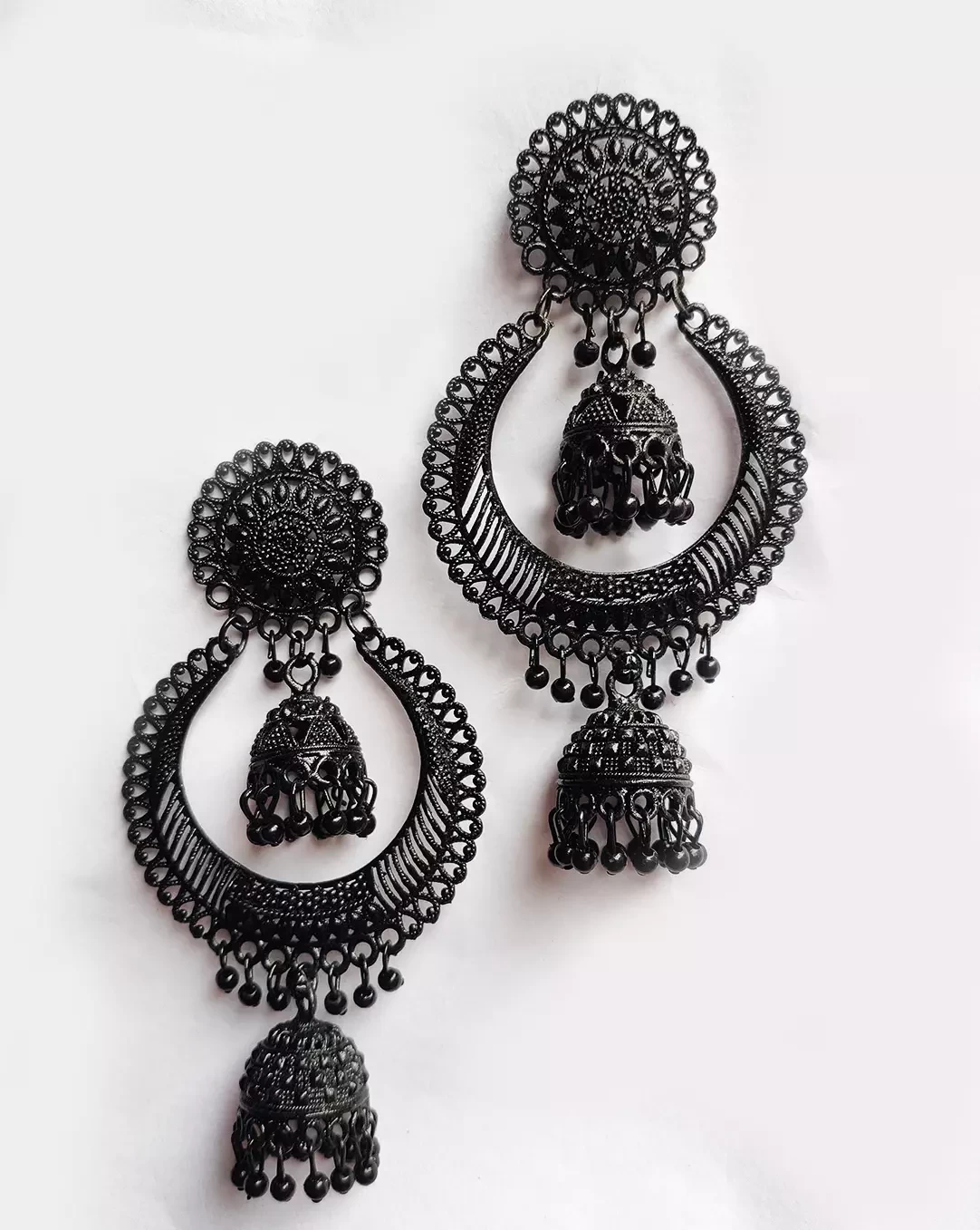 Oxidised Black plated jhumka