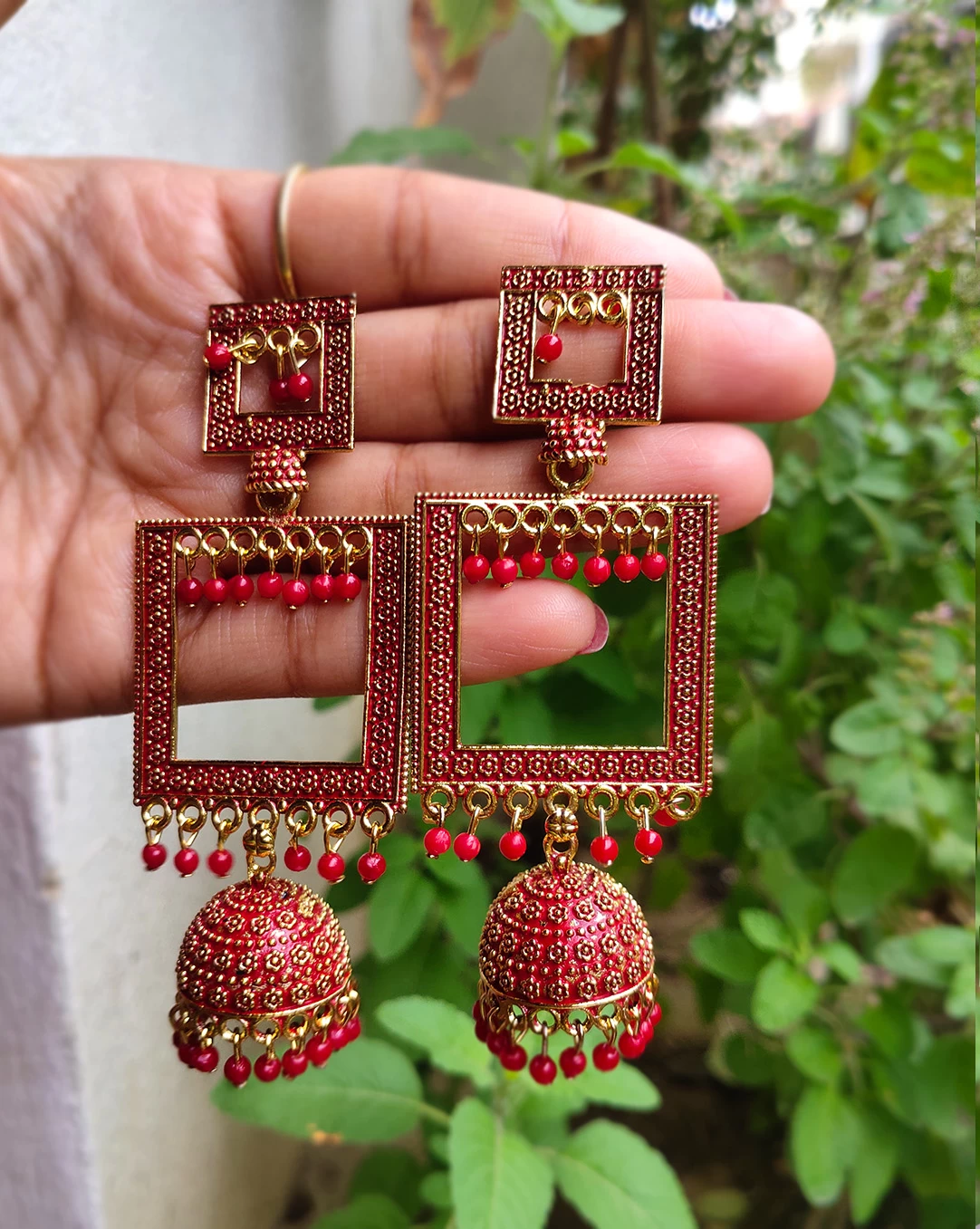 Stylish gold plated long jhumka